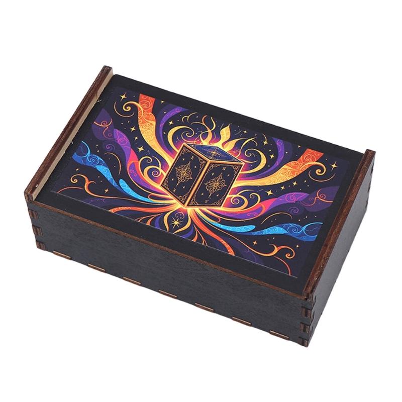 Multipurpose Wooden Slide Box Push Pull Tarots Card Box Playings Tarots Container Jewelry Storage Case