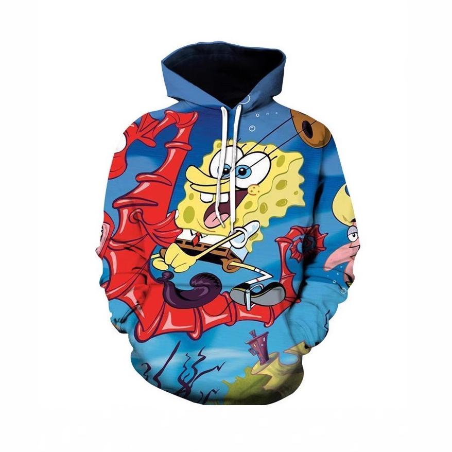 

Губка Боб Квадратні Штани Серія 3D Цифровий Друк Чоловічі Жіночі Худі Пуловери Вільного Крою Модні Милі Мультяшні Худі з Довгим Рукавом L