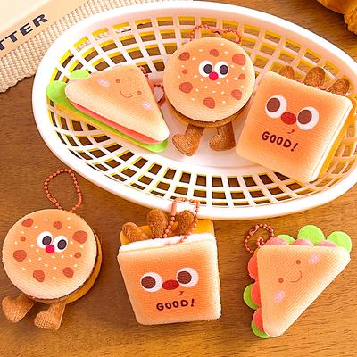 Creative Food And Play Plush Keychain Pendant Burger Sandwich Fries Doll Bag Pendant Women'S Activity Small Gift