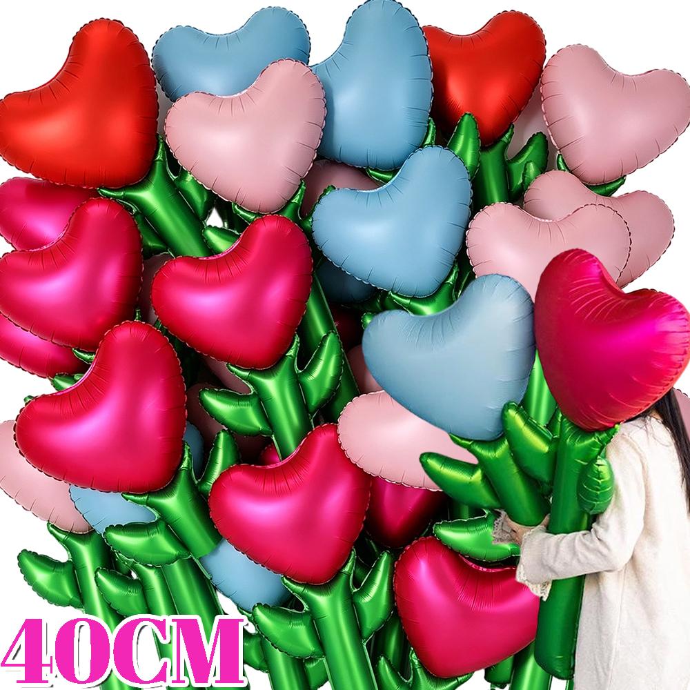 Large Heart-shaped Flower Balloon Aluminum Film with Self-sealing Cap Love Foil Balloon for Wedding Valentine’s Day Party