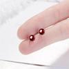 New Arrival Simple Natural Red Garnet 925 Sterling Silver Jewelry Temperament Personality Ball Crystal Stud Earrings XZE022