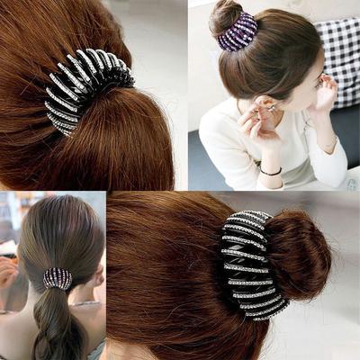 Headwear Rhinestone Crystal Hair Bun Maker Ponytail Clamps Hair Fold Wrap Bird Nest Hair Claw