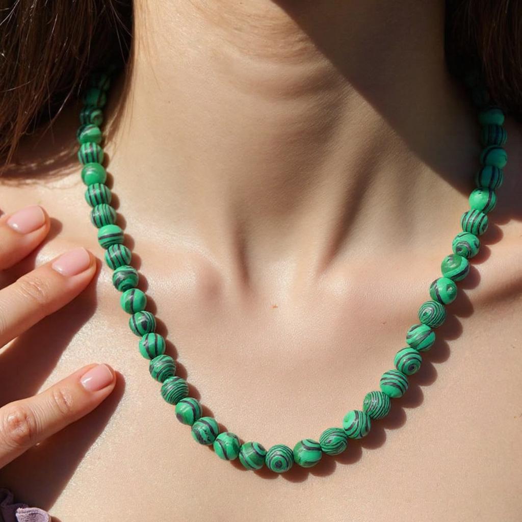 Smooth Polished Malachite Round Beads Chain For Handmade Bracelets Necklaces Safe Natural Stone Jewelry Supplies