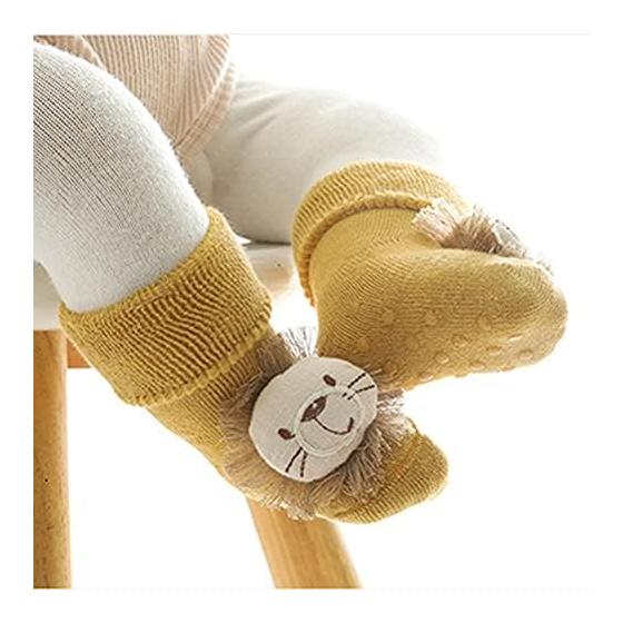[HAYAHARU] Baby room socks with anti-slip pads, cute animal pattern, newborn, warm, cold protection, baby gift, fall, winter, soft, cotton, 0-3 years