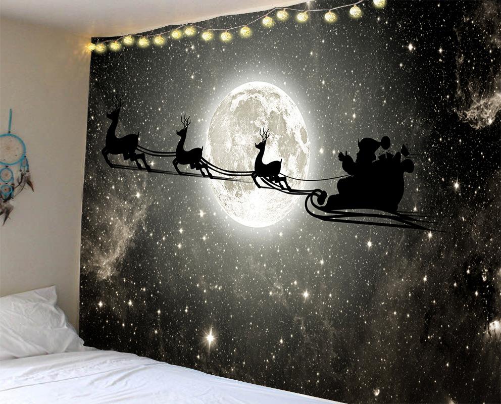 Veselé Vianoce Vianočný stromček dekorácia krb vzor tlače gobelín domov obývačka spálňa dekorácia závesný gobelín