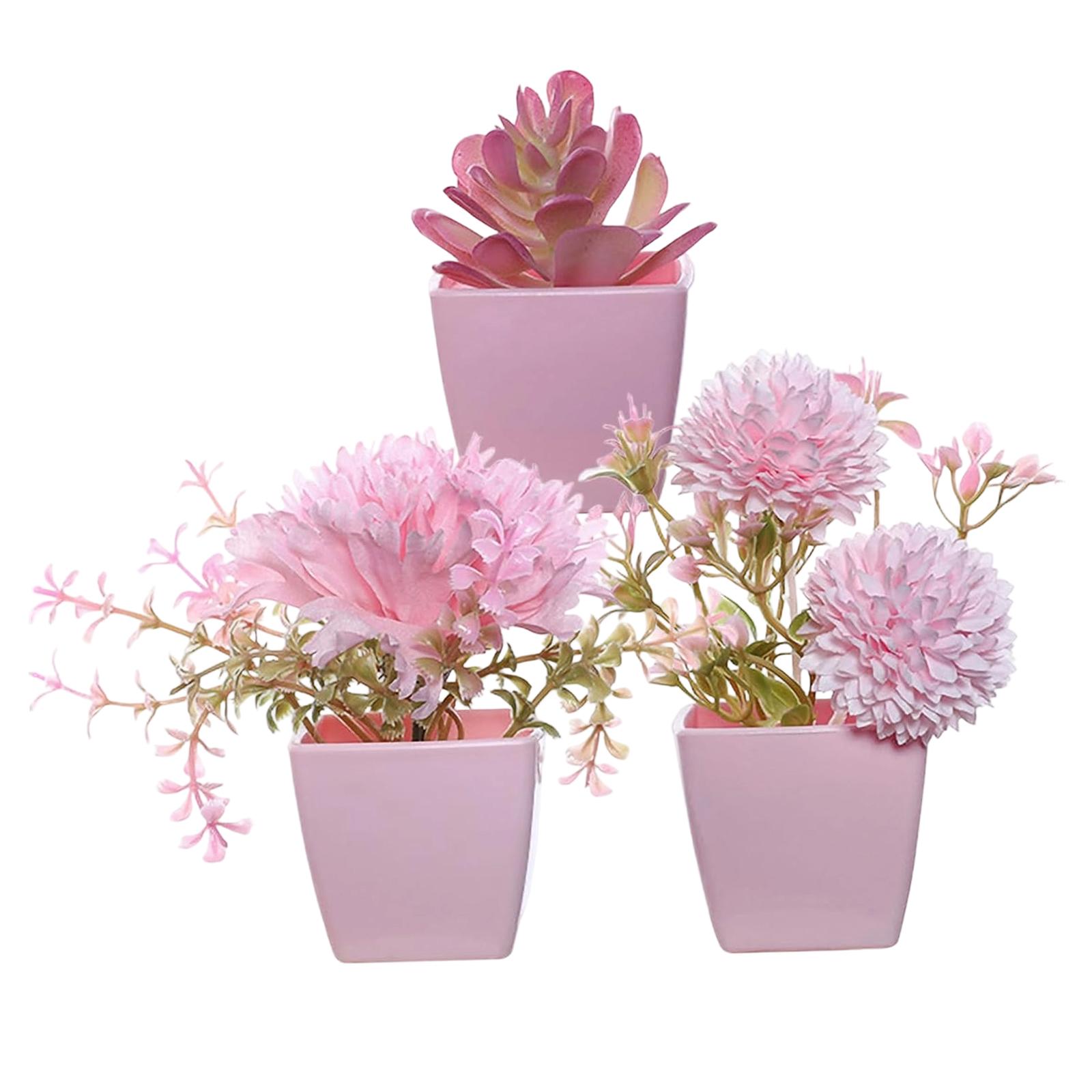 

Faux Flower Arrangement Small Potted Plants Lifelike Artificial Flowers Home Desk Decoration for Living Room Wedding