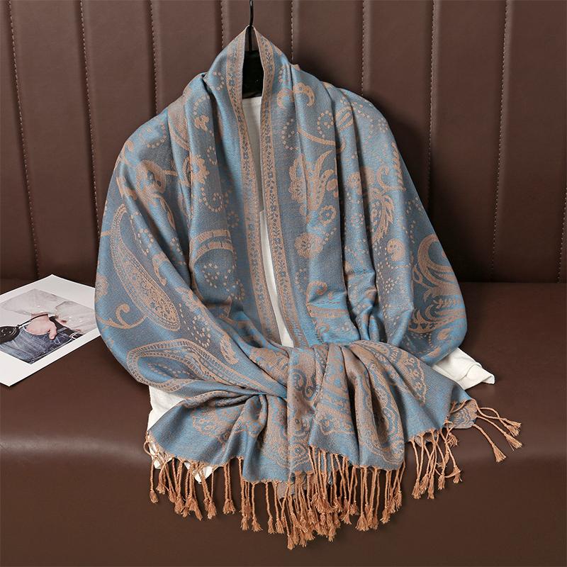 Marca de luxo Outono Cashmere Pashmina Xale Senhora Envoltório Quente Inverno Lenços Design Impressão Feminino Foulard Algodão Estolas Cachecol