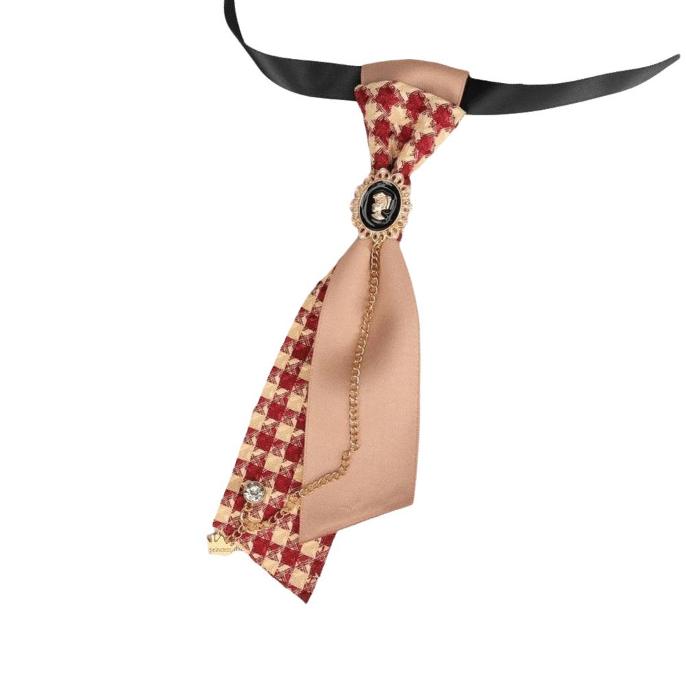 Y2K Preppy Necktie Oval Decorative Neck Tie Chic Plaid Bow Tie JK Uniform