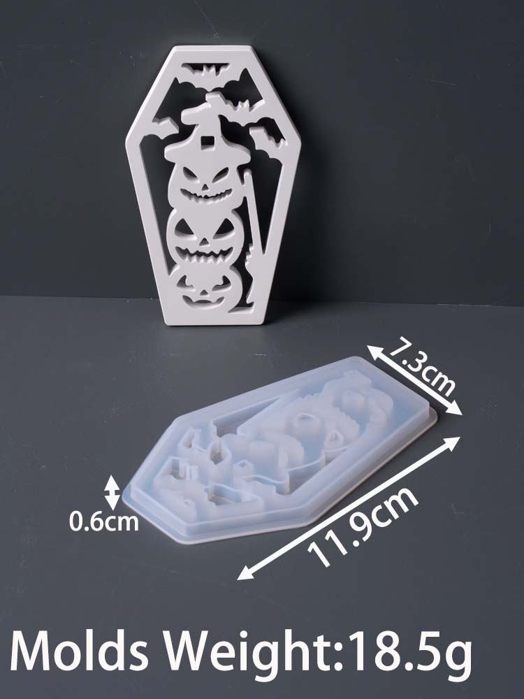 Gothic Halloween Ghost Night Light Silicone Mold Skull Bat Storage Box Gypsum Mould Candlestick Resin Carfts Molds Home Decor