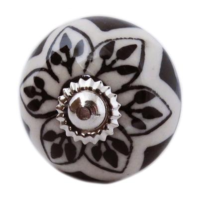 [A3135] - Ceramic Furniture Knob 'Boho' Gray Black Silver - 60x40 Mm