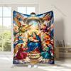 1PC Virgin and angels surrounded Faith-printed Flannel Blanket Soft and Warm Suitable for Home Travel Picnics Camping RV Use