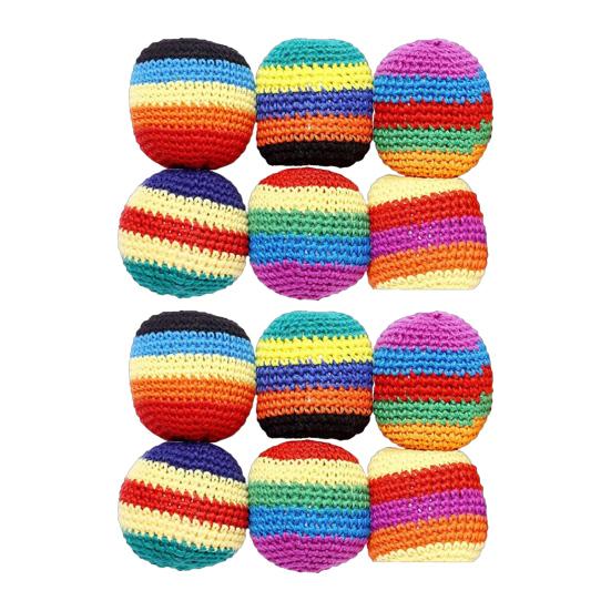 Hand Knitted Footbag Sack Set, Colorful Crochet Juggling Balls for Kids Adults, Soft Filled Sandbags for Balance And Coordination, Outdoor Game Toy