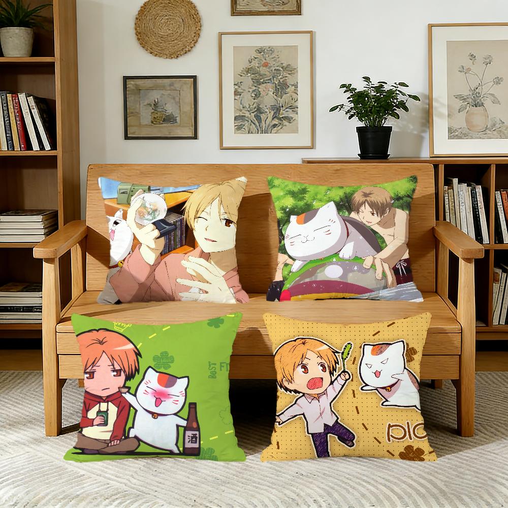 N-natsume Y-yuujinchou Cat cushion cover For Pillow Printing Sofa Decoration Home Car Room Coffee Shop Office Nordic Simplicity