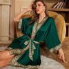 Yaoting Elegant Retro Chinese-Style Satin Nightgown for Women, Luxurious & Noble Home Bathrobe - Summer 3370.