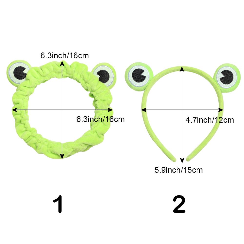 Girls Coral Fleece Wide-brimmed Washing Face Hairband Skincare Hair Band Makeup Headband Funny Frog