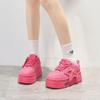 Leather Pink Chunky Sneakers Platform Lace-up Thick Sole Casual Shoes Women  Slip On Fashi Outdoors Walking Shoes