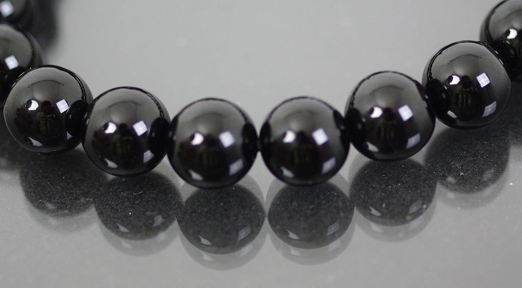 Fitpost Men's Black Onyx Prayer Beads, 12mm, 22 Beads, with Silk Tassel, A-101