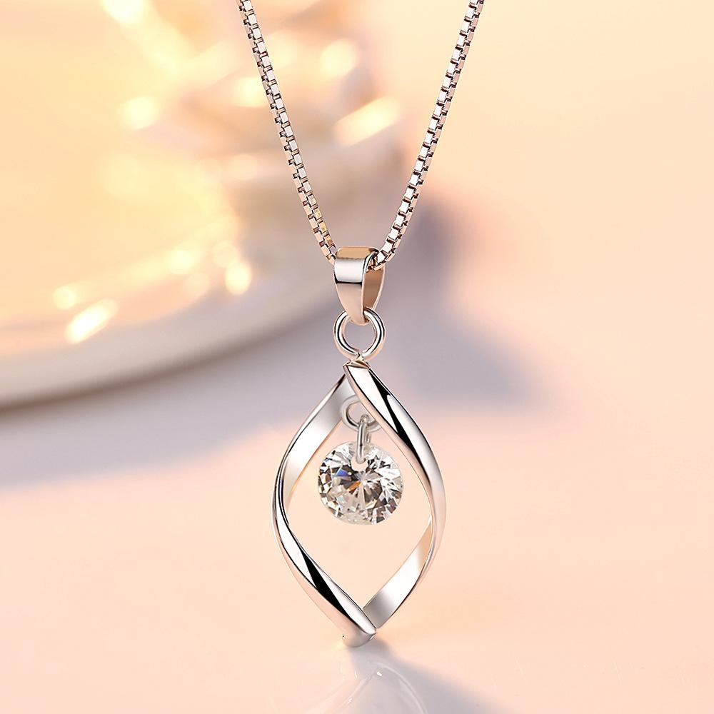 925 Silver Gold Plated Zircon Necklace for Women Birthday Party Gift
