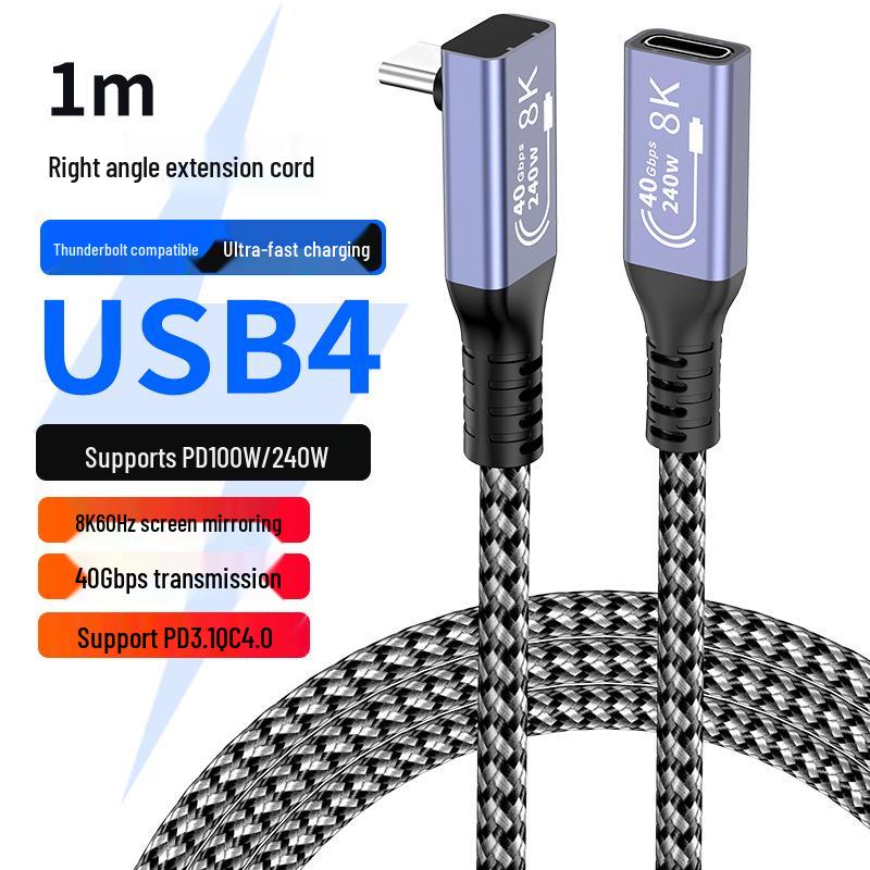 USB4.0 Type-C Extension Cable, Male To Female, 8K 40Gbps, PD240W, HD Screen Casting Adapter.