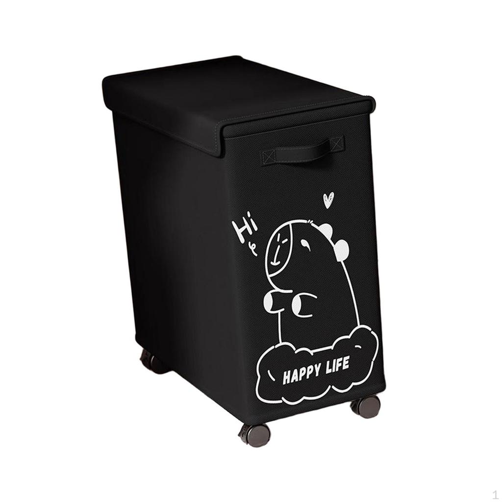 Laundry Basket with Wheels And Lid for Under The Desk, Storage Cafe,