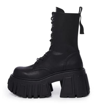 Modă 2025 Pantofi Noi Femei Super Înalți 10cm Pantofi Femeie cu Talpă Groasă Stil Britanic Punk Modă Platformă Cizme Peste Genunchi Toc Gros Pompe