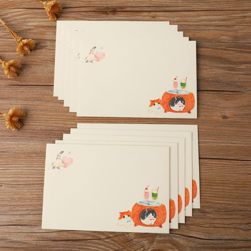 Creative Fresh Cat Western Style Envelopes and Colorful Postcard Storage