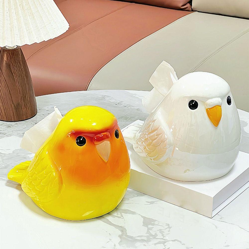Cute Parrot Ceramic Tissue Box Lovely Napkin Storage Case Storage Supplies