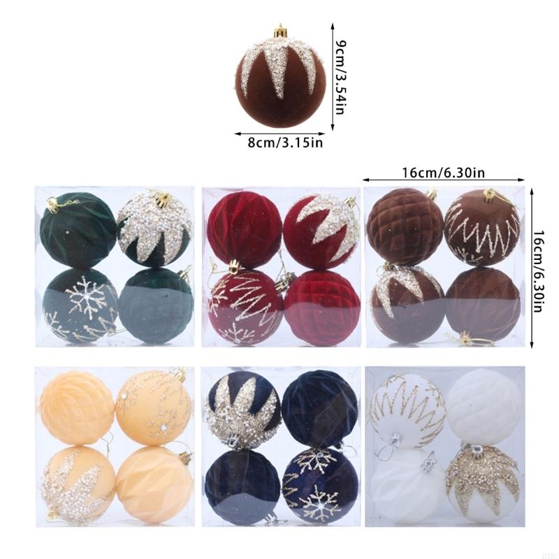 4Pcs Shimmering Christmas Baubles Shatterproof Christmas Ball Hangings Ornament For Tree Wreath Holiday Decoration