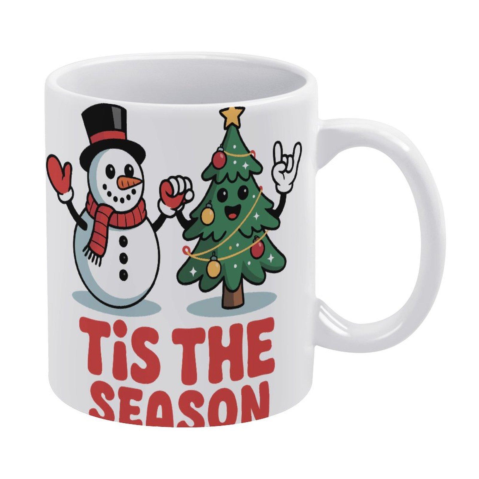 

11oz White Ceramic Mug with Dual-Side Printing and Smooth Glossy Grip, Perfect for Coffee, Tea and Everyday Warm Drinks белый