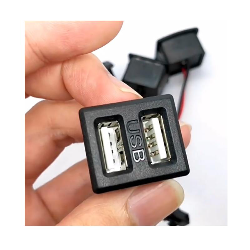 1Pcs DIY Black Double Layer Usb Female Base Type-C Socket and Female Usb Lamp Charging Socket Power Socket With Cable Connector