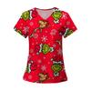 Women's Fashion Printed Short Sleeve V Neck Pattern Tops Pocket Working T-shirts