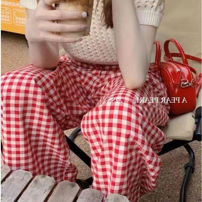 Summer Thin Cotton Rayon Ultra-Light Puff Wide Leg Ankle Pants for Women  Home Pants Plus Size Artificial Cotton Pants