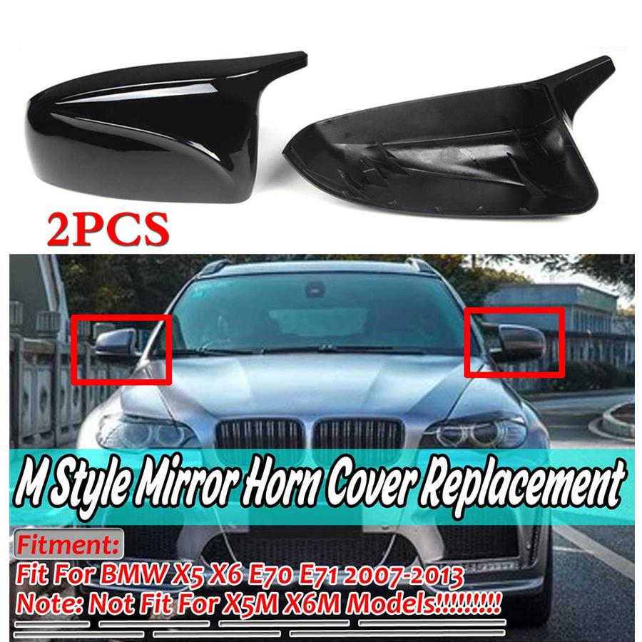 Car Side Rearview Mirror Cap Cover Replacement For BMW X5 X6 E70 E71 2007-2013
