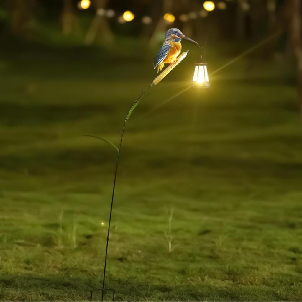 Solar Garden Statues Solar Powered Kingfisher Light Pathway Waterproof Lantern for Garden Yard Patio Backyard Porch Lawn Walkway