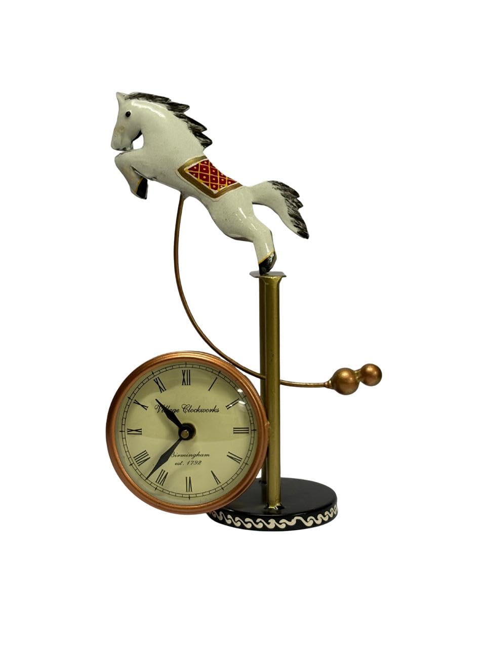 Balancing Horse Clock Showpiece, Handcrafted Vintage