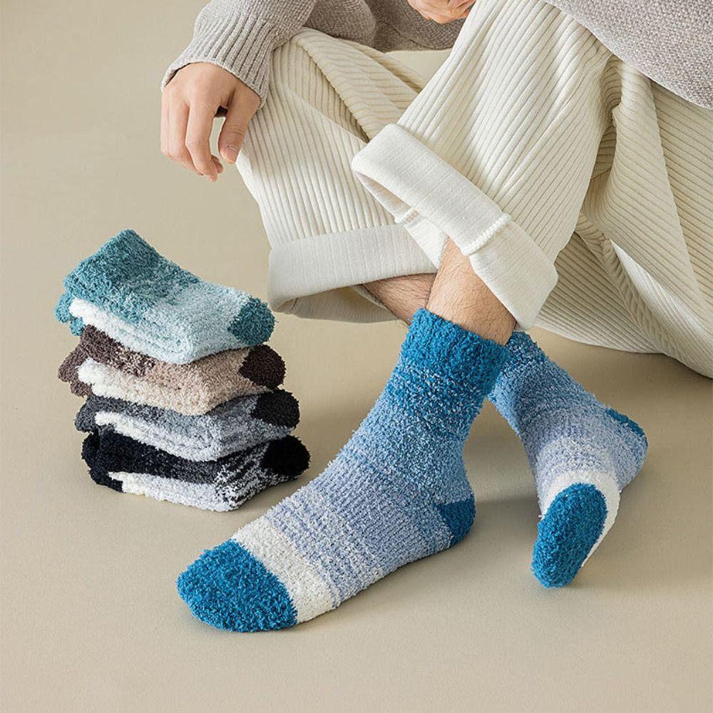 Sleep Socks Winter Coral Velvet Socks Thickened Warm Men's Socks Fluffy Soft Cotton Socks Adults