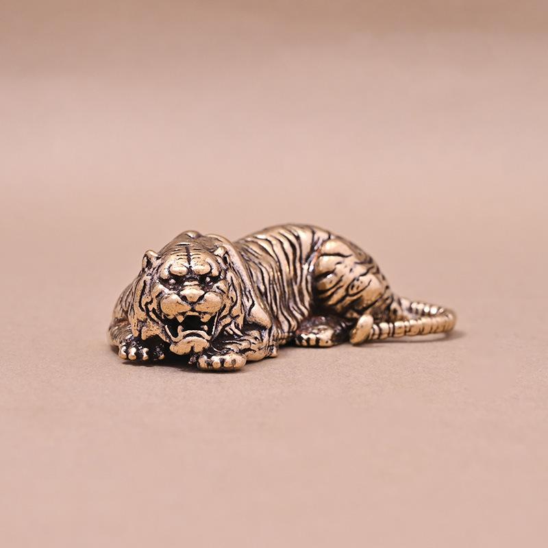 Brass Zodiac Tiger Office Desk Ornament Statue Furniture Tea Pet Decoration Retro Desktop Office Decor