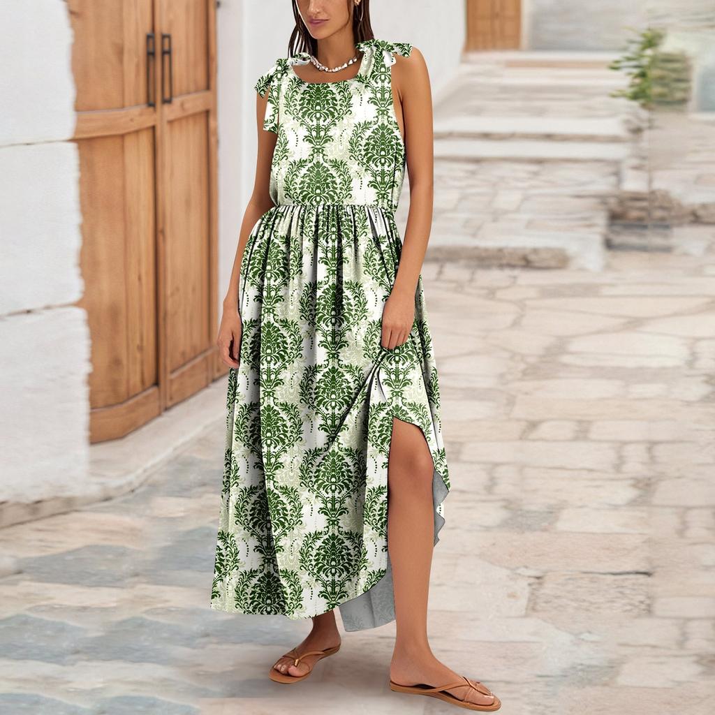 Women's Summer Fashion Tank Dress A-Line Sleeveless Casual Floral/Solid Pocket Dress