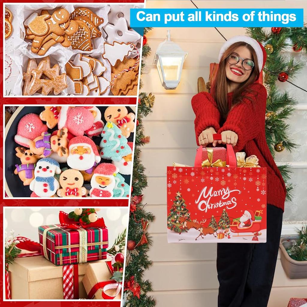 Weihnachtsgeschenktaschen Vlies-Tragetaschen mit Henkeln Große Größe Frohe Weihnachten Geschenkpapier Weihnachten Feiertagsparty Gastgeschenke Zubehör
