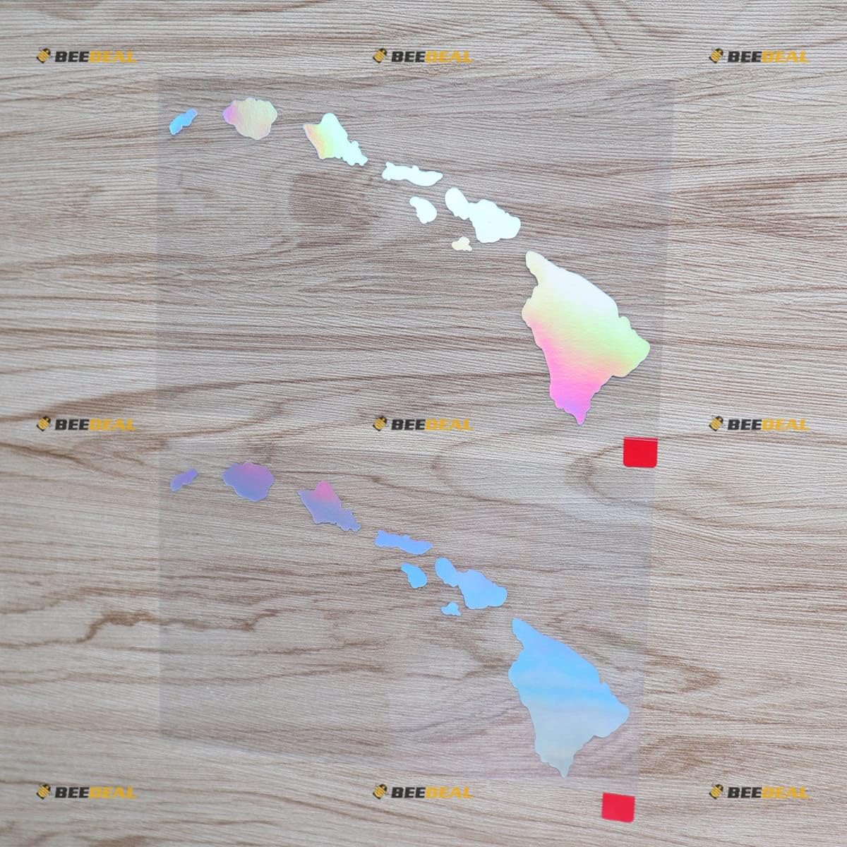 

2 Pack Holographic Iridescent Color, 6 Inches - Hawaii Map Outline Decal Sticker Vinyl Hawaiian Islands State Hi Life - for Car Boat Laptop