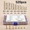 520Pcs M3.5 Countersunk Head Self-Tapping Screws Kit Color Galvanized Screw Set For Woodworking Industrial Home Decoration