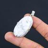 Memorial Day Sale Oval Howlite Gemstone 925 Silver Elegant Boho Pendant Jewelry