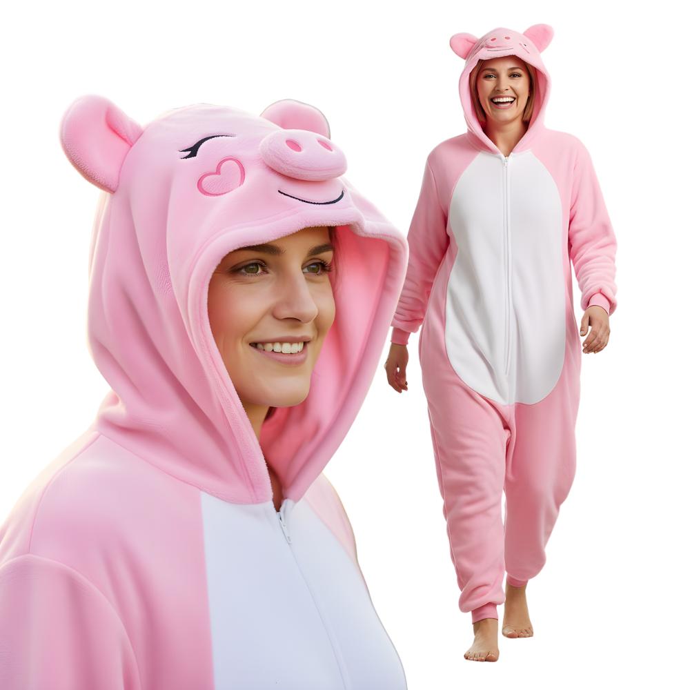 Pyjama Onesie Kigurumi Kostüm Verkleidung Rosa Schweinchen Xxl: 185 - 195cm