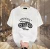 Motorcycle Boy T-Shirt Men Vintage 100% Cotton Short Sleeve Tops Tees  Hip Hop High Street Oversized T-Shirt 5XL