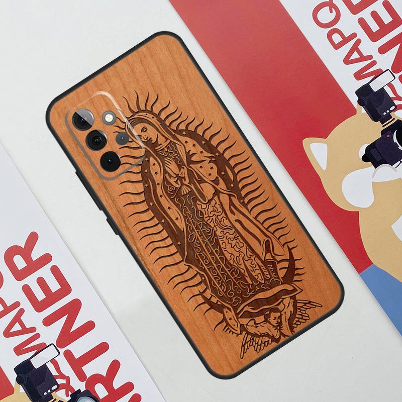 Buddha Jesus Guadalupe Wood Phone Case For Samsung Galaxy A53 A33 A23 A13 A52 A32 A22 A12 A51 A71 A14 A24 A34 A54 A21S