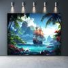 1Pcs Pirate Ship Palm Trees Seascape Ocean Decoration Background Summer Backdrop Decorations For Photo Studio Photo Booth Party