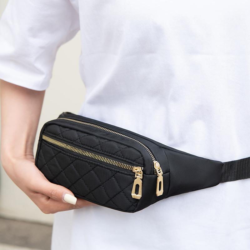 Women Plaid Waist Bag Female Canvas Waterproof Belt Bags Designer Crossbody Chest Bag Ladies  Fanny Pack