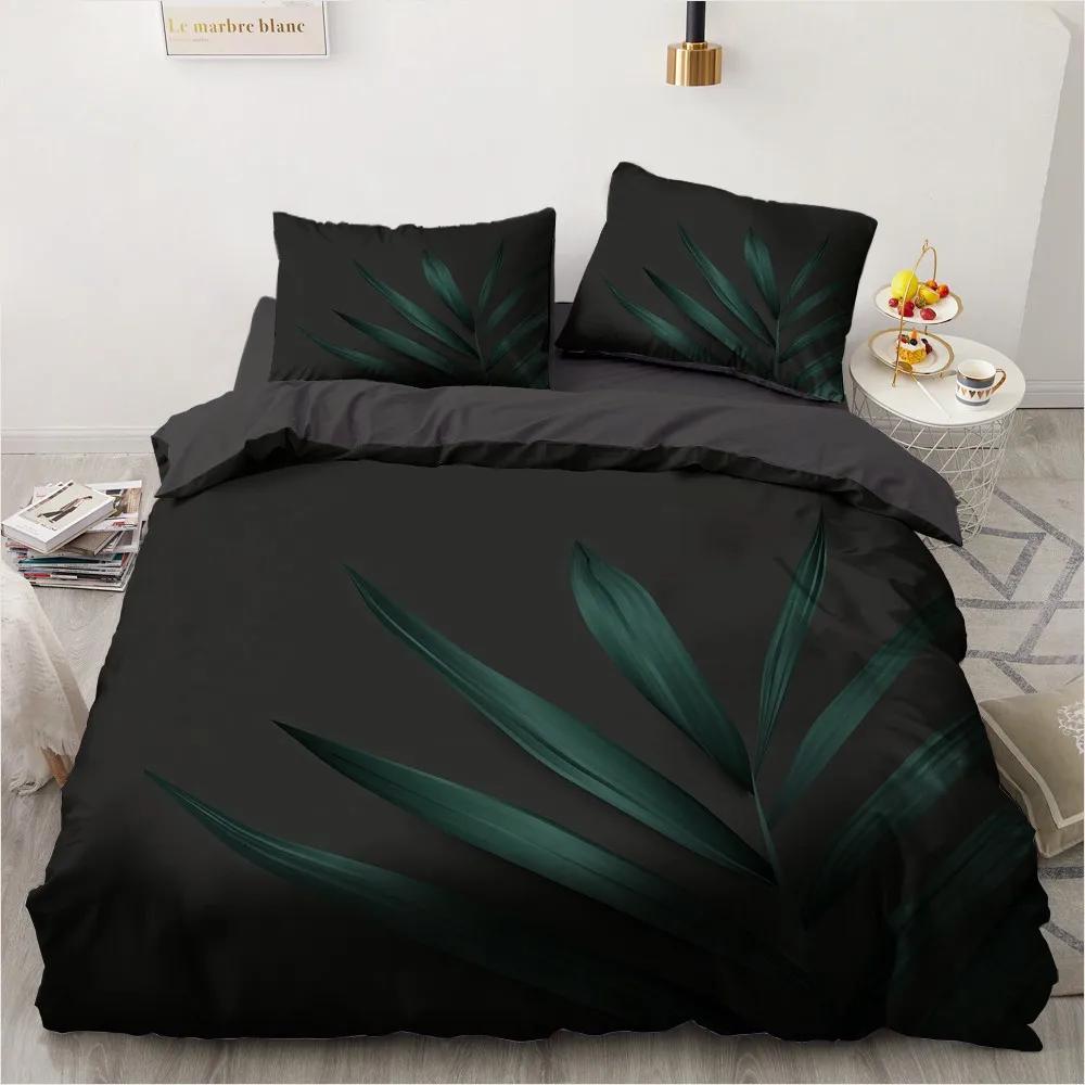 Green Lotus Leaf Black Duvet Cover Cartoon Goldfish for Kids Teens Adults Summer Theme Quilt Cover for Bedroom Decorations Queen