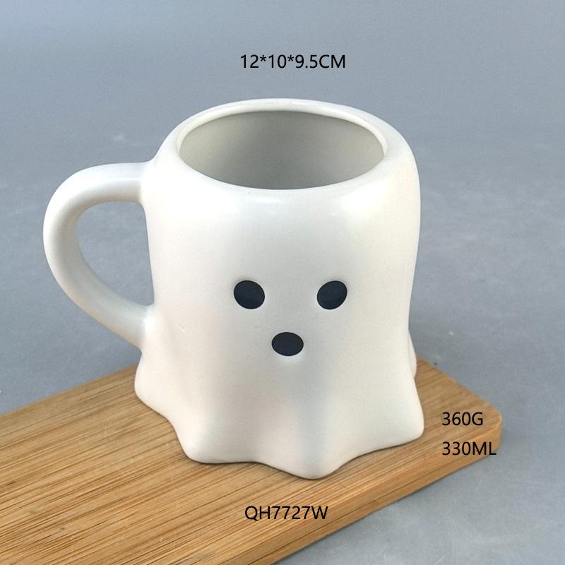 Creative Cute Ghost Ceramic Mug Hand Painted Halloween Party Scene Decoration Funny Water Mug