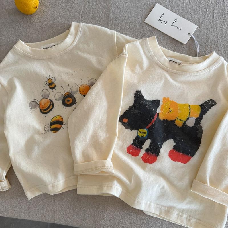 Kids Long Sleeve T-shirt Cartoon Print Soft Cotton Casual Tops for Boys Girls Spring Casual Tee Children Bottoming Shirt